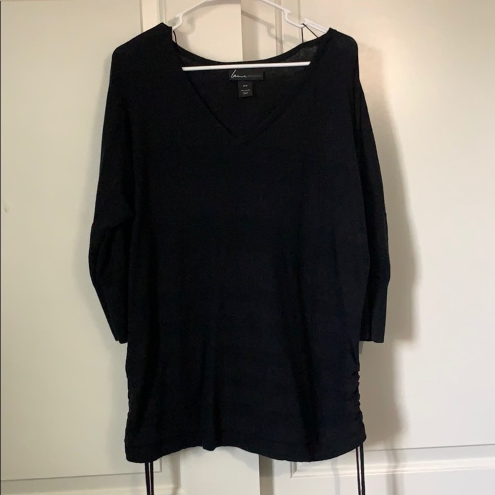 A black 3/4 sleeve sweater